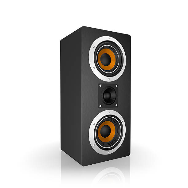 istock Black Tall Loudspeaker, isolated on a white background 468489798