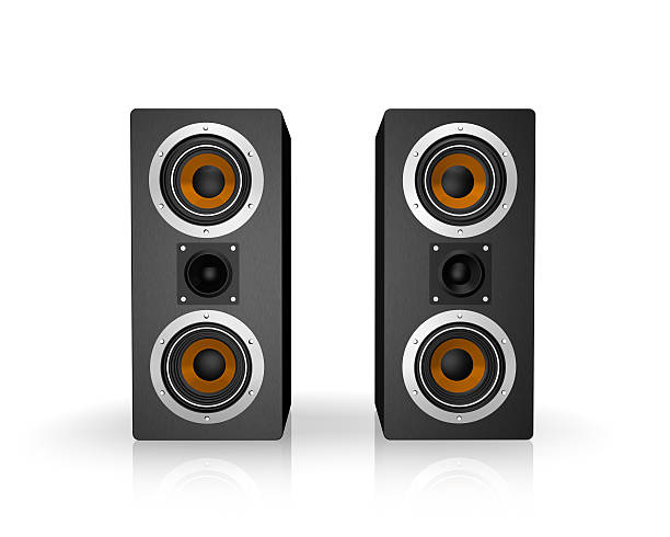 istock Black Tall Loudspeaker, isolated on a white background 468489800