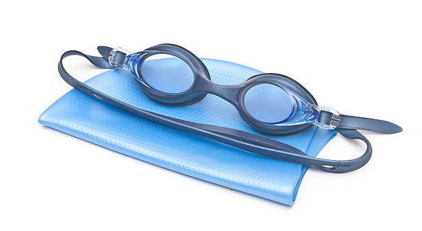 istock Blue swimming cap and goggles 468490671