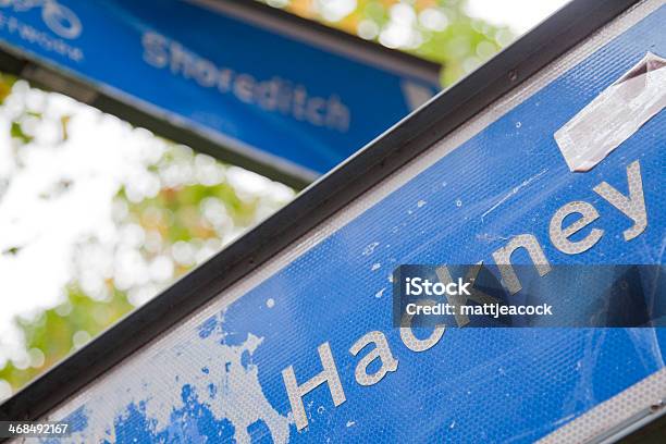 Hackney Street Sign Stock Photo - Download Image Now - Hackney, Blue, Capital Cities