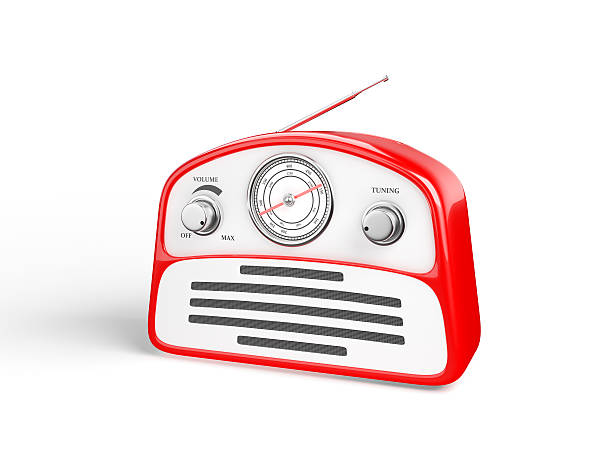 istock Old red vintage retro style radio receiver isolated on white 468492480