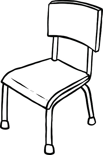 classroom chair / cartoon vector and illustration, black and white, hand drawn, sketch style, isolated on white background.