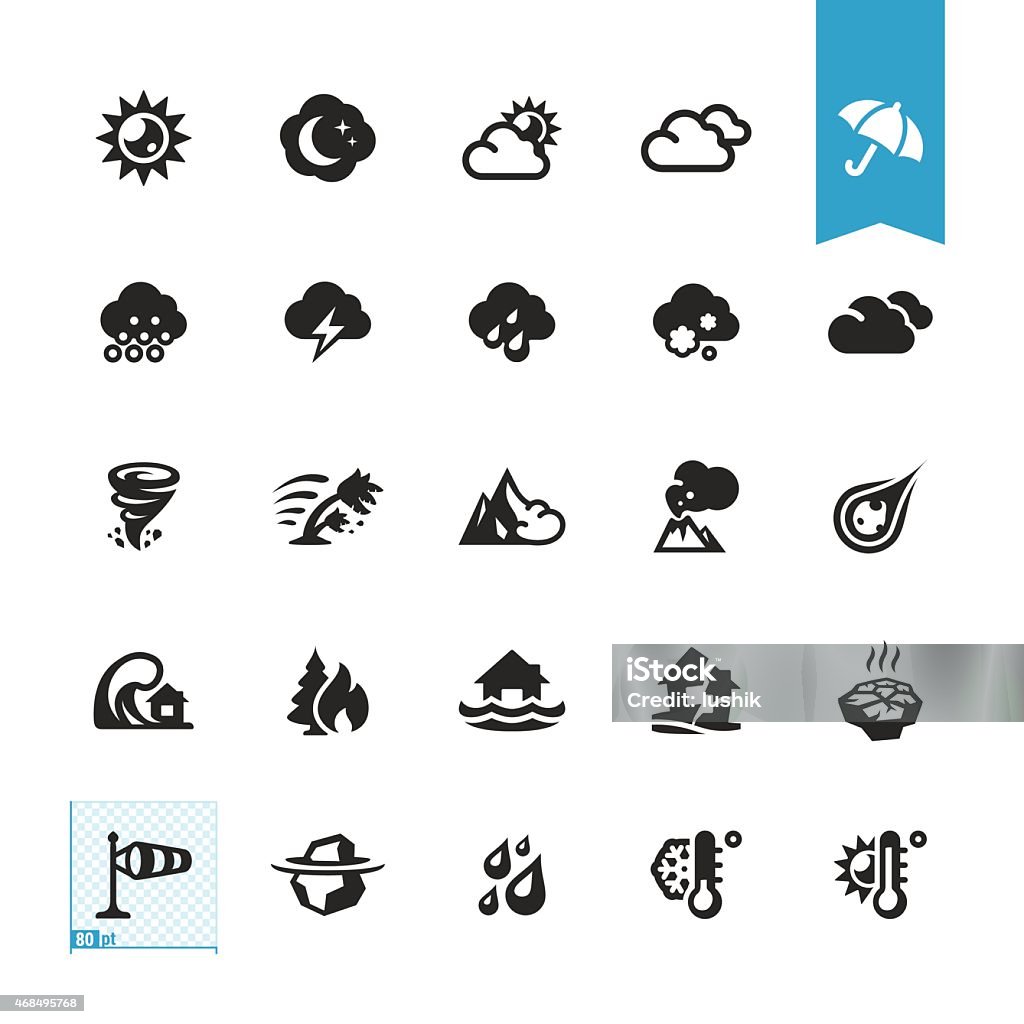 Weather and Natural Disaster vector icons UI essentials - 25 exclusive vector icons. Icon Symbol stock vector