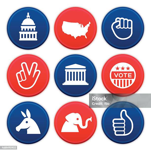 Political Icons And Symbols Stock Illustration - Download Image Now - Icon Symbol, Supreme Court, Capitol Building - Washington DC