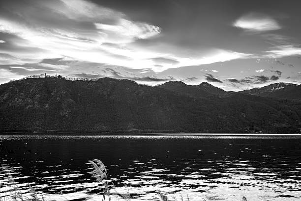 istock Lake Orta, panorama. Black and white photo 468500260
