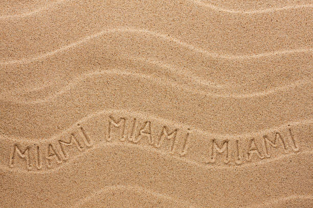istock Miami inscription on the wavy sand 468503440