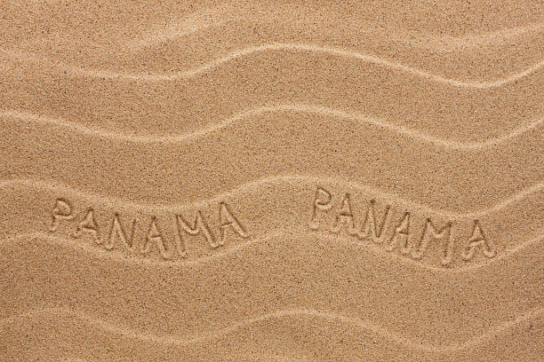 istock Panama  inscription on the wavy sand 468503926