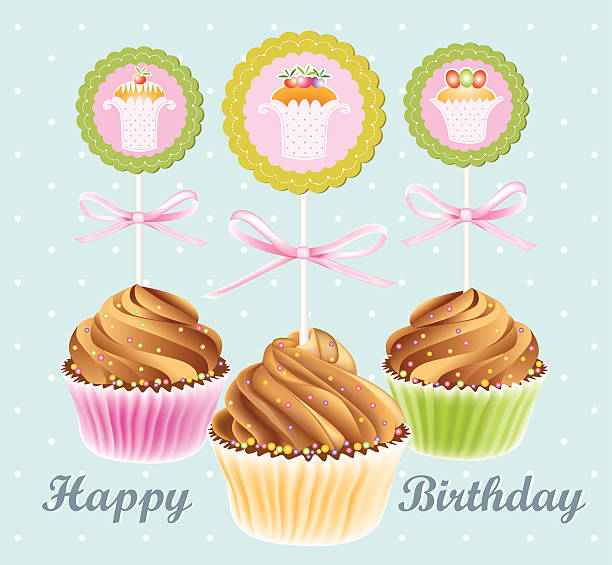 Card congratulation on cakes. vector art illustration
