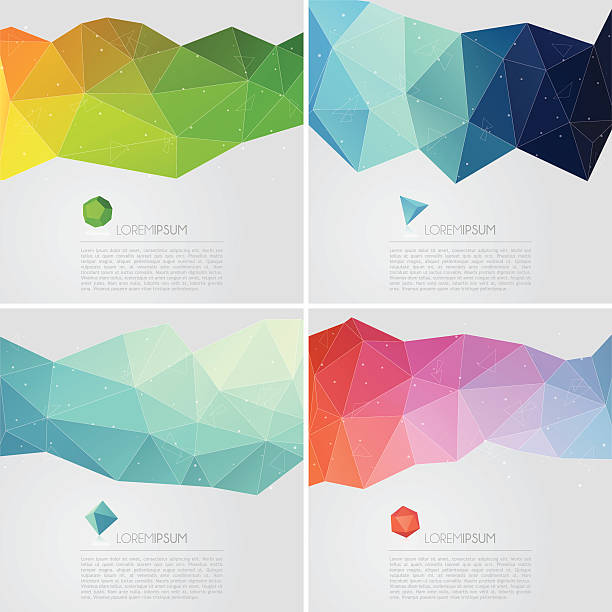 Polygon abstract backgrounds with text Colourful polygon abstract backgrounds with 6 different colour themes. EPS10. Contains blending mode objects. Aics3 file is also included. polyhedron stock illustrations