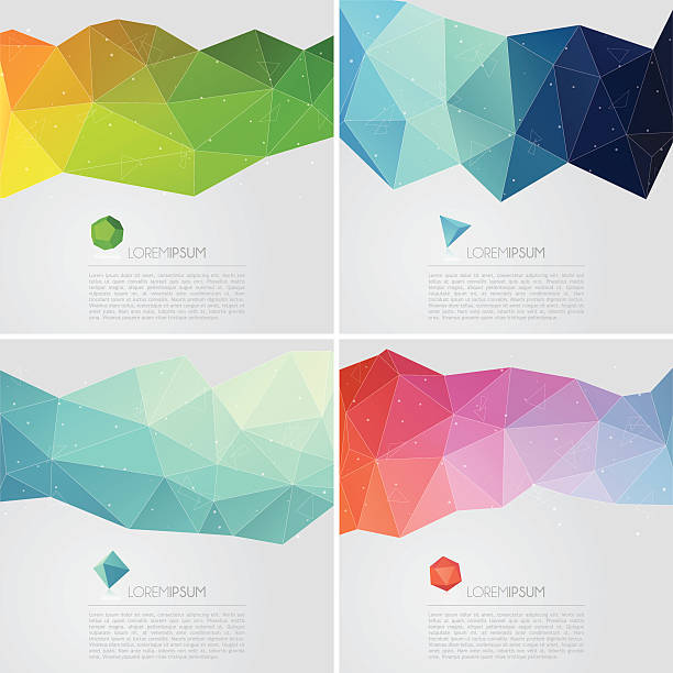 Polygon abstract backgrounds with text Colourful polygon abstract backgrounds with 6 different colour themes. EPS10. Contains blending mode objects. Aics3 file is also included. platonic solids stock illustrations