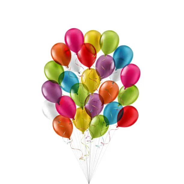 Vector illustration of Bunch of multicolored balloons filled with helium