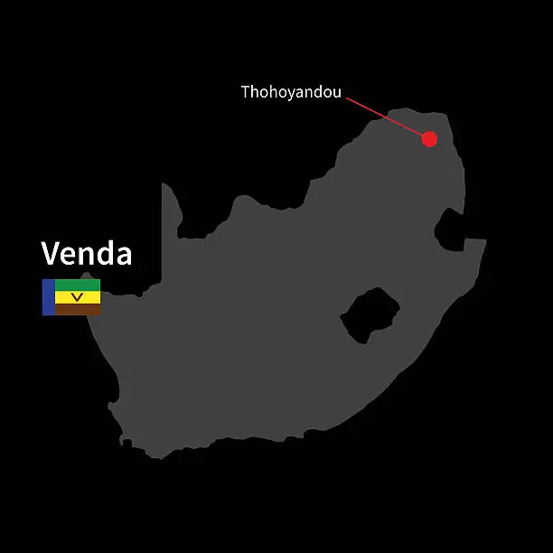 Vector illustration of Detailed map of Venda and capital city Thohoyandou with flag