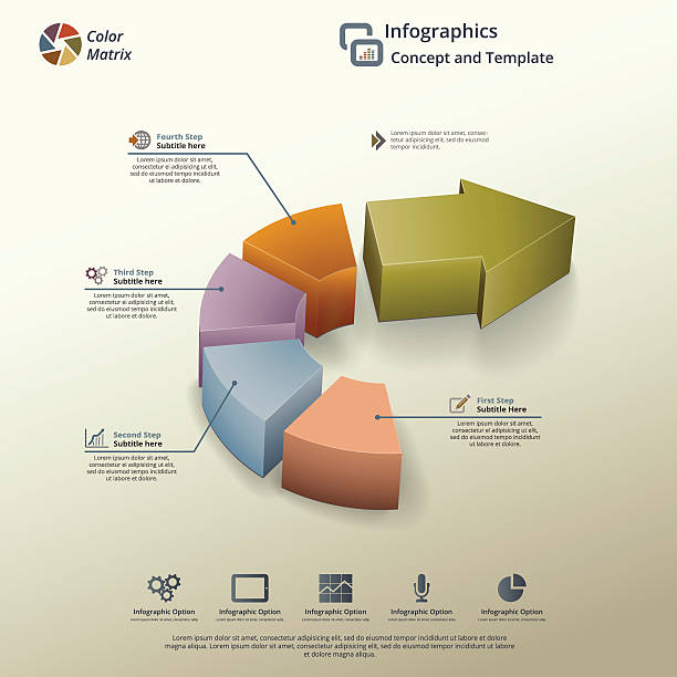 strzałka wykresu tle koncepcja infographic - gear machine part wheel four objects stock illustrations