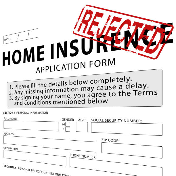 istock Home insurance application form with red rejected rubber stamp 468515160