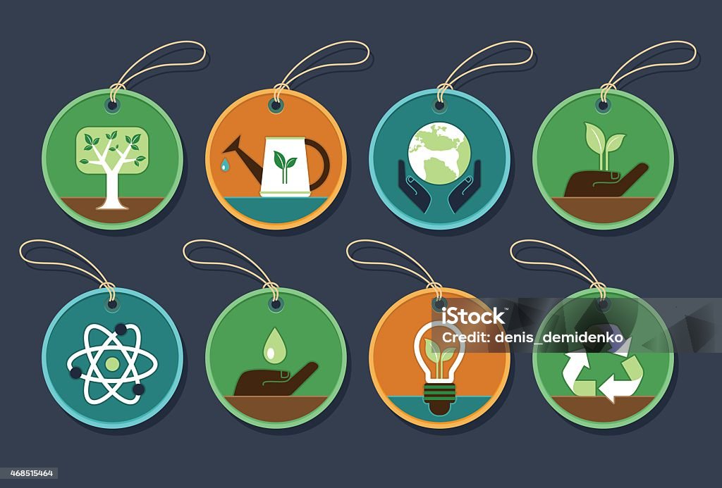 Ecological Labels Ecological Label Stock Illustration - Download Image Now - 2015, Atom ...