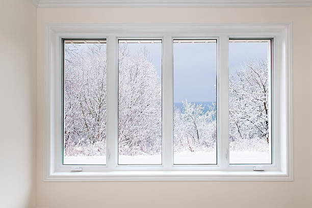 istock Window with view of winter trees 468516088
