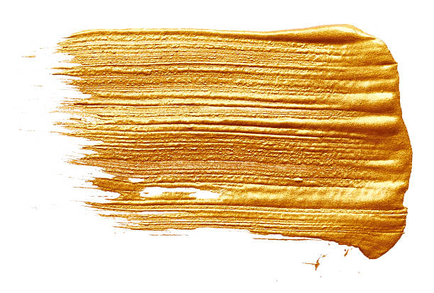 Strokes Of Golden Paint Stock Photo - Download Image Now - 2015