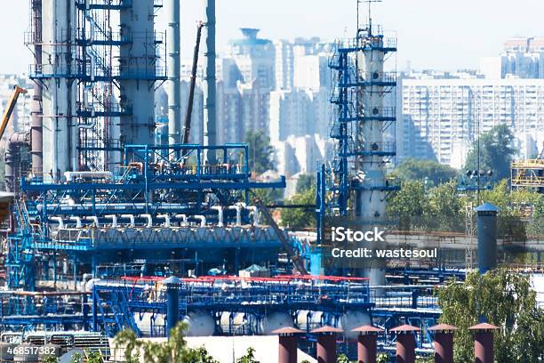 Oil Refinery Stock Photo - Download Image Now - 2015, Air Pollution, Blue