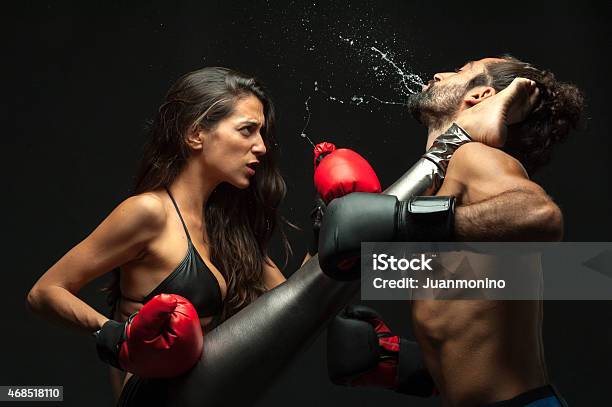 Couple Kickboxing Stock Photo - Download Image Now - Black Background, Cut Out, Latin American and Hispanic Ethnicity