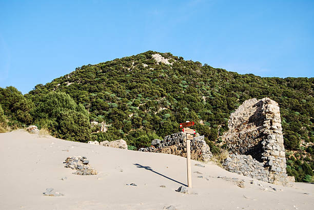 The bay and Caletta beach of Cala Domestica The bay and Caletta beach of Cala Domestica in the Sulcis area of Sardinia, Italy Buggerru stock pictures, royalty-free photos & images