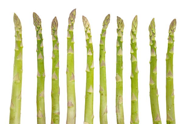 istock Fresh green asparagus isolated on white background 468522765