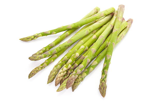 istock Fresh green asparagus isolated on white background 468522787