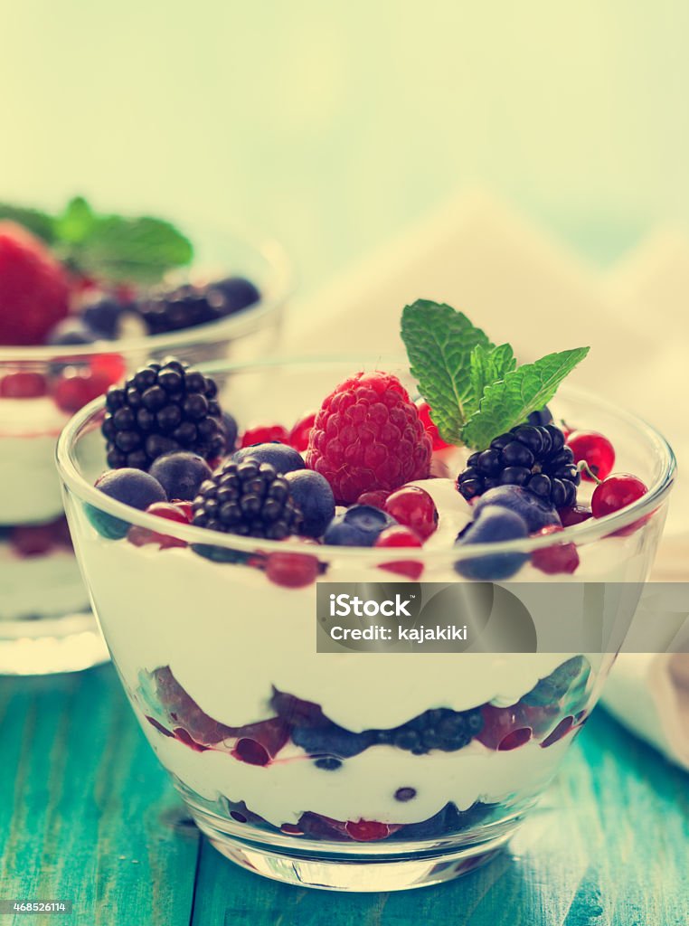 Perfect Fruit Delicious parfait with fresh fruits,yogurt and granola 2015 Stock Photo