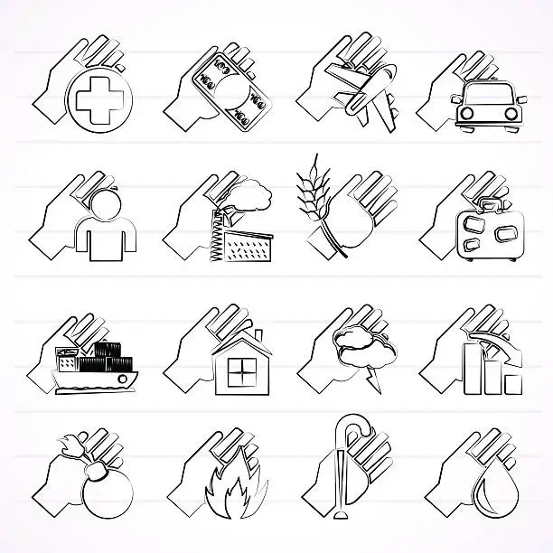 Vector illustration of Insurance and risk icons