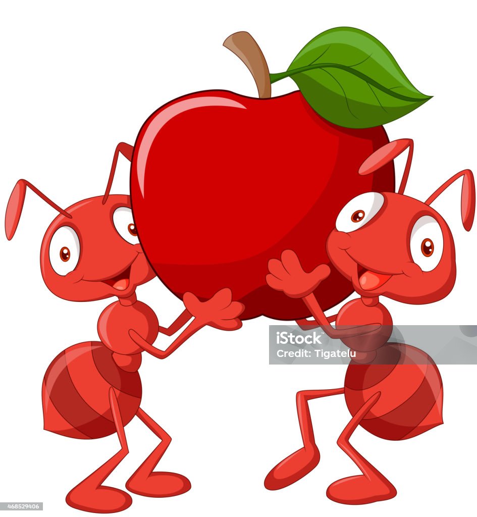 Hai Con Kiến Hoạt Hình Cầm Táo Đỏ Hình minh họa Sẵn có - Tải xuống ...