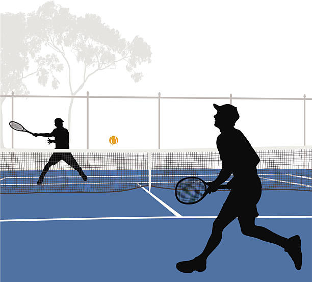 tenniscourts - tennis serving men court stock illustrations