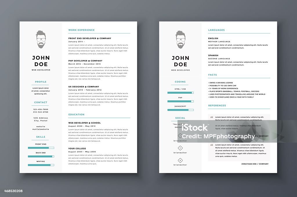 Resume and cv vector template. Awesome for job applications. Résumé stock vector