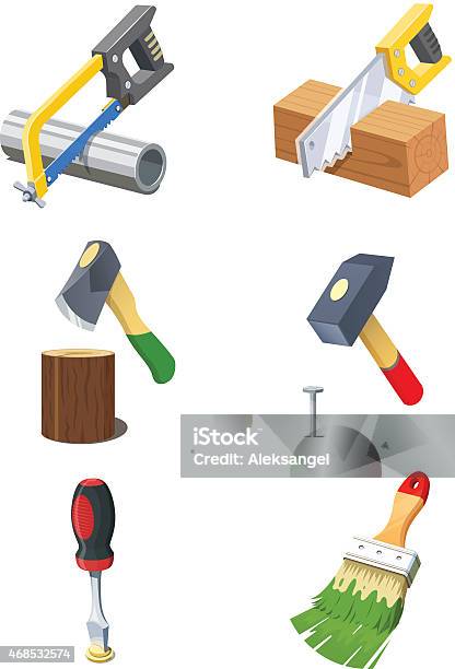 Tools Set Of Vector Icon Stock Illustration - Download Image Now - 2015, Architecture, Blue-collar Worker