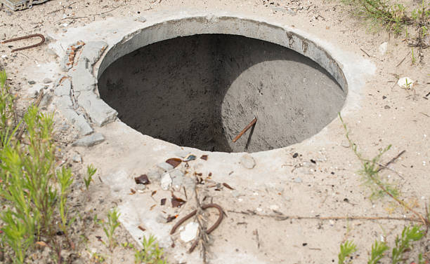 istock Manhole without cover in the concrete block 468532702