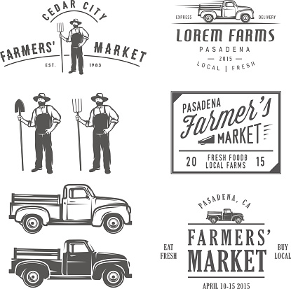 Vintage farming labels, badges and design elements.