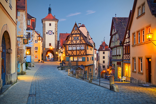 Image of the Rothenburg ob der Tauber a town in Bavaria, Germany, well known for its well-preserved medieval old town.