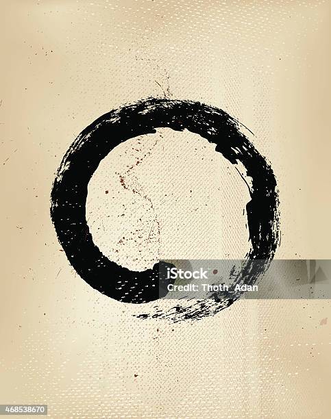 Enso Grunge Style Japanese Zen Circle Calligraphy Stock Illustration - Download Image Now