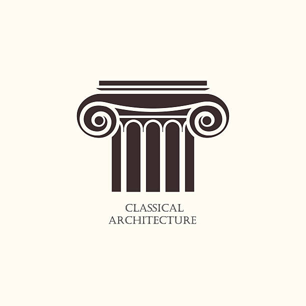 ilustraciones, imágenes clip art, dibujos animados e iconos de stock de elemento clásico de la arquitectura de la columna. logotipo del concepto de construcción de la compañía. - column greek culture roman architecture