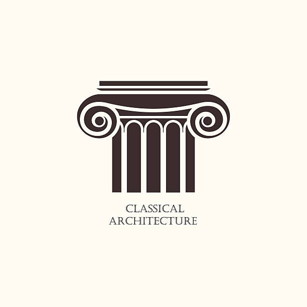 ilustraciones, imágenes clip art, dibujos animados e iconos de stock de elemento clásico de la arquitectura de la columna. logotipo del concepto de construcción de la compañía. - column roman vector architecture