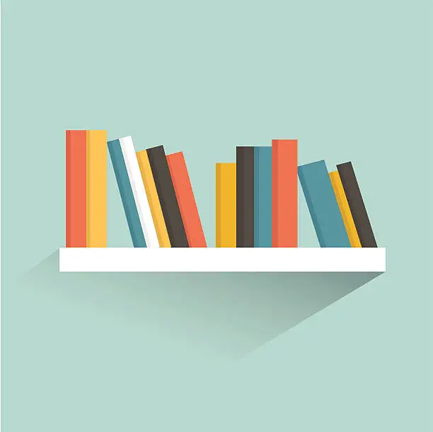 Vector illustration of Book shelf. Flat design. Vector.