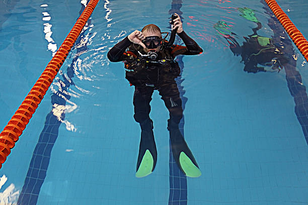 istock man teaches diving in the pool, swim coach 468546812