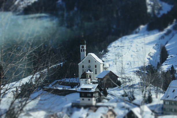 Melchsee Frutt in Winter in the locality or Kerns, Obwalden, Switzerland