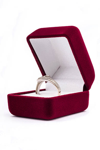 istock Silver ring in a red-purple jewelry box 468547954