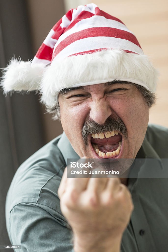 Grinch mature man looking at the camera screaming, very upset 50-59 Years Stock Photo