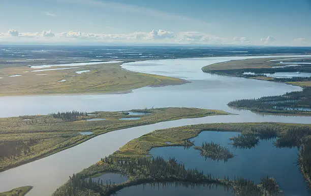 Photo of Mackenzie River as it nears the Arctic Ocean