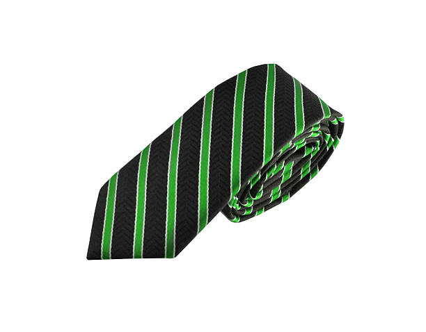 istock Fashionable striped necktie on a white background 468552020
