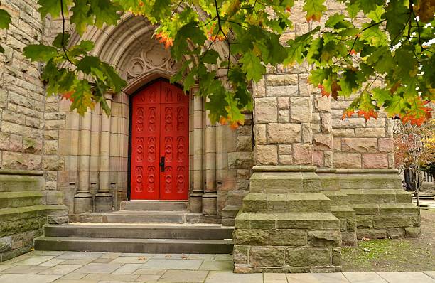 istock Big Red Church Doors 468552530