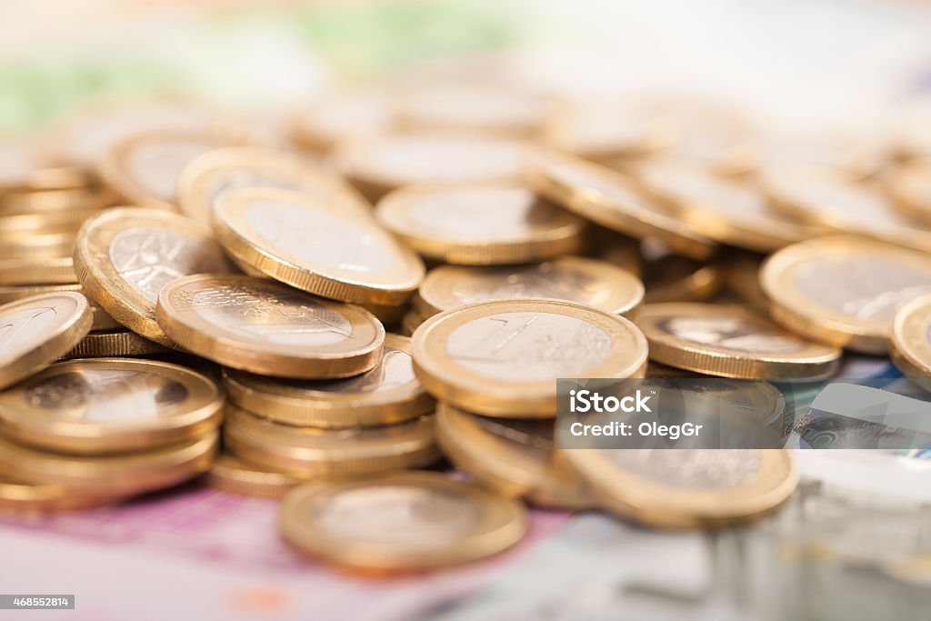 Heap of euro coins 2015 Stock Photo