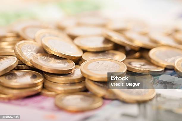 Heap Of Euro Coins Stock Photo - Download Image Now - 2015, Bank Account, Banking