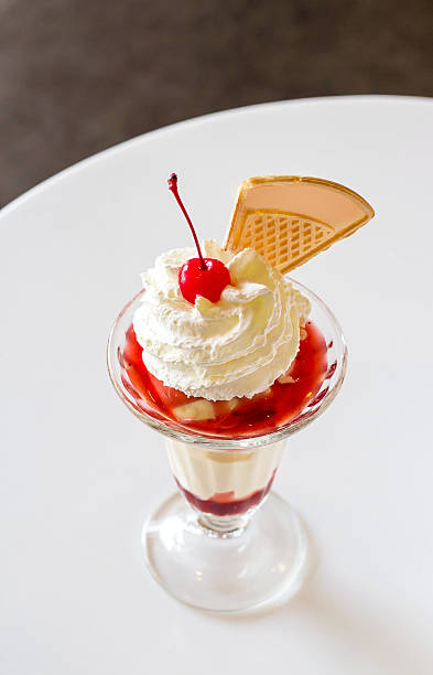 istock Ice cream with cherry and whipped cream 468553258