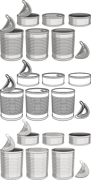 Canned Food Cans Pack vector art illustration